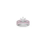 Vintage Round Pink Sapphire and Diamond Wedding Set