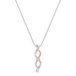 Round Diamond Twist Pendant in Sterling Silver and 14k Rose Gold (18 in.)