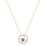 Round Kentucky Blue Sapphire and Diamond Pendant (18 in.)