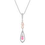 Pear Shaped Pink Sapphire and Diamond Pendant in 14k White and Rose Gold (18 in.)