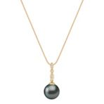 10mm Cultured Tahitian Pearl and Round Diamond Pendant (18)