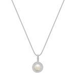 6.5mm Cultured Freshwater Pearl and Round Diamond Pendant (18 in.)
