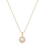 6.5mm Cultured Freshwater Pearl and Round Diamond Pendant (18)