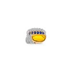 Freeform Yellow Sapphire, Half-Moon Sapphire and Diamond Ring in Two-Tone Gold