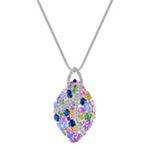 Multi-Shaped and Multi-Colored Sapphire and Diamond Pendant (22 in.)