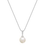 9mm Cultured South Sea Pearl and Round Diamond Pendant (18 in.)