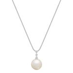 10mm Cultured South Sea and Round Diamond Pendant (18 in.)