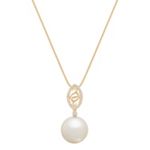 12mm Cultured South Sea Pearl and Round Diamond Pendant (18 in.)
