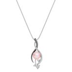 8mm Cultured Pink Freshwater Pearl, Diamond and Black Rhodium Pendant (18