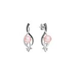 7mm Cultured Pink Freshwater Pearl, Diamond and Black Rhodium Earrings