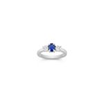 Oval Sapphire and Round Diamond Three-Stone Ring