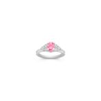Oval Pink Sapphire and Round Diamond Ring