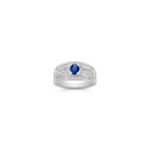 Contemporary Oval Sapphire and Round Diamond Ring