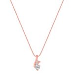 Heart Shaped and Round White Sapphire Pendant in 14k Rose Gold (18 in.)