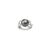 10mm Cultured Tahitian Pearl and Round Diamond Ring