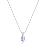 Oval Ice Blue Sapphire and Round Diamond Pendant (18 in.)