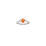 Oval Orange Sapphire and Round Diamond Ring