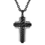 Black Stainless Steel Cross Necklace (30 in.)