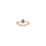 Pear Shaped Lavender Sapphire and Round Diamond Ring