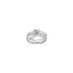Swirl Diamond Wedding Set with Pave Setting