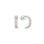 Round Diamond Hoop Earrings in 14k White and Rose Gold