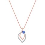 Kentucky Blue Sapphire and Diamond Pendant in Two-Tone Gold (18 in.)