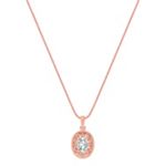 Oval White Sapphire Pendant in 14k Rose Gold (18 in.)