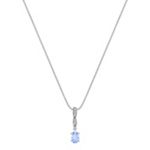 Oval Ice Blue Sapphire and Round Diamond Pendant (18 in.)