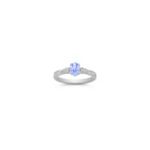 Oval Ice Blue Sapphire and Round Diamond Ring