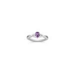 Pear Shaped Lavender Sapphire and Round Diamond Ring