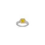 Princess Cut Yellow Sapphire and Round Diamond Ring in Two-Tone Gold