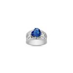 Heart Shaped Sapphire and Round Diamond Ring