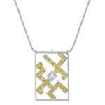 Baguette Yellow Sapphire and Princess Cut White Sapphire Pendant (22 in.)
