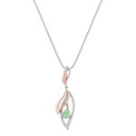Briolette Green Sapphire with Sterling Silver and 14k Rose Gold Pendant (18 in.)
