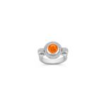 Round Orange Sapphire and Diamond Ring