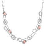Sterling Silver and Rose Bead Necklace (18 in.)