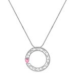 Heart Shaped Pink Sapphire and Sterling Silver Circle Sweetheart Pendant (18)
