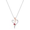 Round Ruby and Diamond Heart Pendant in 14k White and Rose Gold (18)