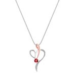 Round Ruby and Diamond Heart Pendant in 14k White and Rose Gold (18)