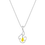 Yellow Briolette Sapphire and Sterling Silver Pendant (18 in.)