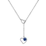 Sapphire and Sterling Silver Heart Necklace (17 in.)