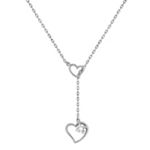 White Sapphire and Sterling Silver Heart Necklace (17 in.)
