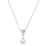 8.5mm Cultured Freshwater Pearl Pendant in Sterling Silver and Rose Sterling Silver (18 in.)