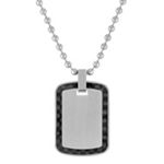 Stainless Steel and Black Carbon Fiber Dog Tag Necklace (24 in.)