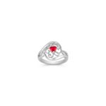 Heart Shaped Ruby and Sterling Silver Ring