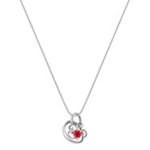 Heart Shaped Ruby and Sterling Silver Heart Pendant (18 in.)