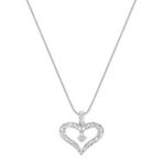 Round Diamond and Sterling Silver Lattice Heart Pendant (18)