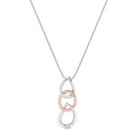 Sterling Silver, Rose Sterling Silver and Diamond Link Pendant (18 in.)