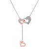 Diamond Heart Lariat Necklace in 14k Rose & White Gold