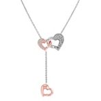 Diamond Heart Lariat Necklace in 14k Rose & White Gold